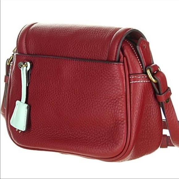 J CREW SIGNET LEATHER CROSSBODY BAG VIVID BURGUNDY - Picture 2 of 14